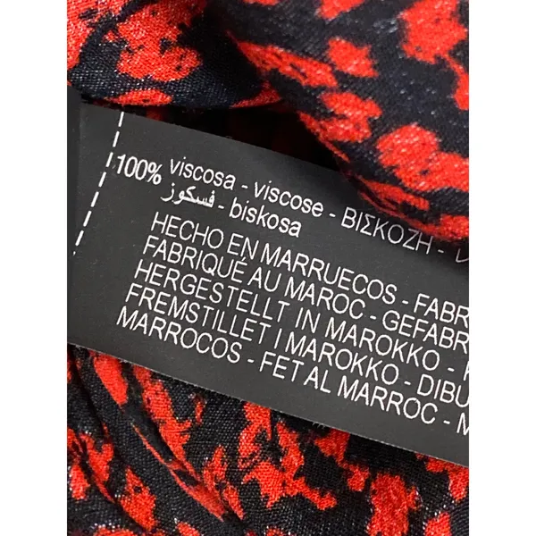 ZARA Red Black Leopard Print Ruffle Mock Neck Long Sleeves Mini A-Line Dress S - Image 4