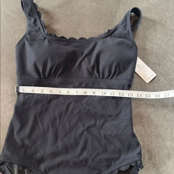 Charmo Women’s Black Scalloped Swimsuit One Piece Square Neck SPF50+ Size M NWT - Image 7