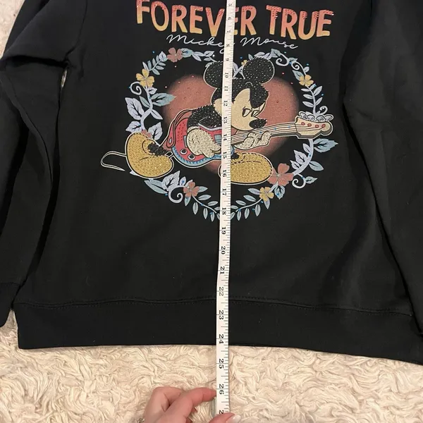 NWT Disney Mickey Mouse Forever True Black Womens Sweatshirt MEDIUM Rhinestone - Image 2