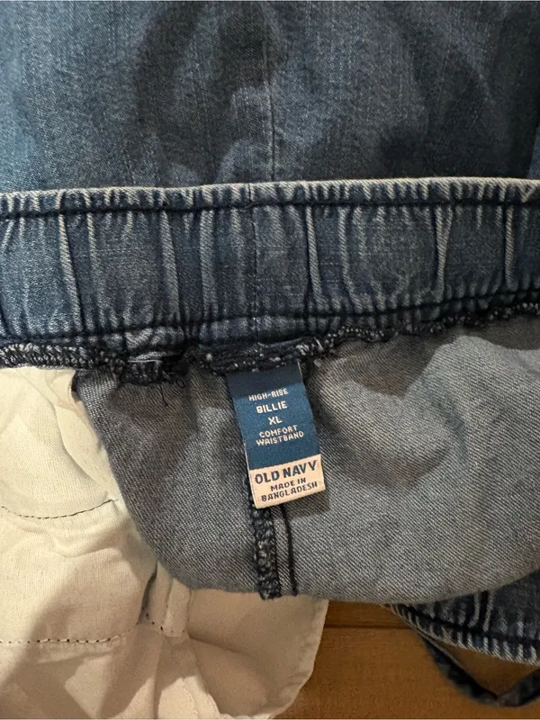 Old Navy straight leg Billie drawstring pull on trouser pants denim blue size XL - Image 4