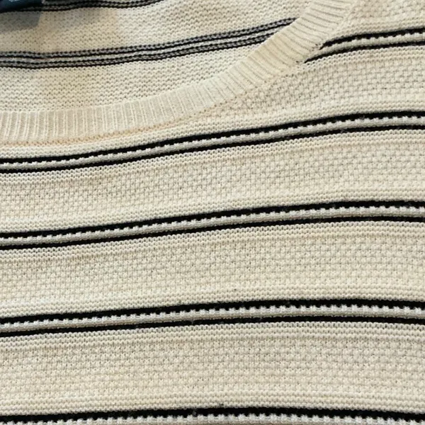 Ann Taylor Viscose Long Bell Sleeve Stripe Pullover Lightweight Sweater Women Medium Cream - Image 3