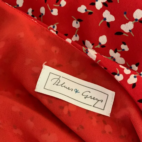 Blues & Greys Mini Floral Print Slip‎ Dress Size Medium Red White - Image 2