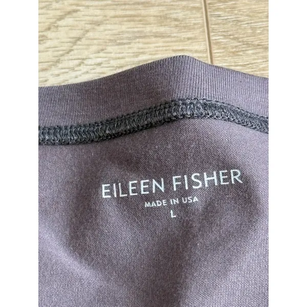 EUC Eileen Fisher organic cotton lycra brown short sleeve t-shirt stretch size L - Image 3