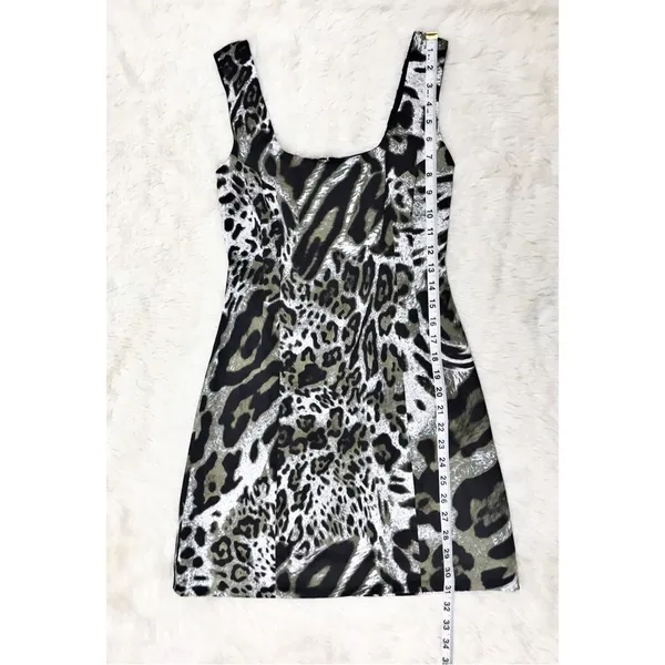 JAY GODFREY Leopard Print Satin Mini Dress‎ Sleeveless Black White Size 0 New - Image 13