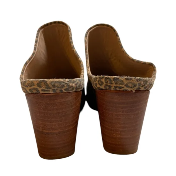 ABLE Tan/Black Leopard Print Heeled Pointed Toe Slip On Mules Shoes - Size 8.5 - Image 6