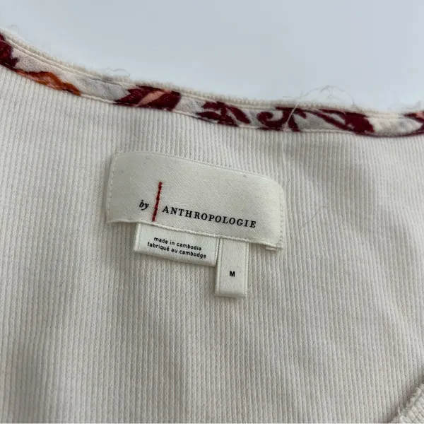Anthropologie‎ vintage floral thermal top oversized sz M - Image 2