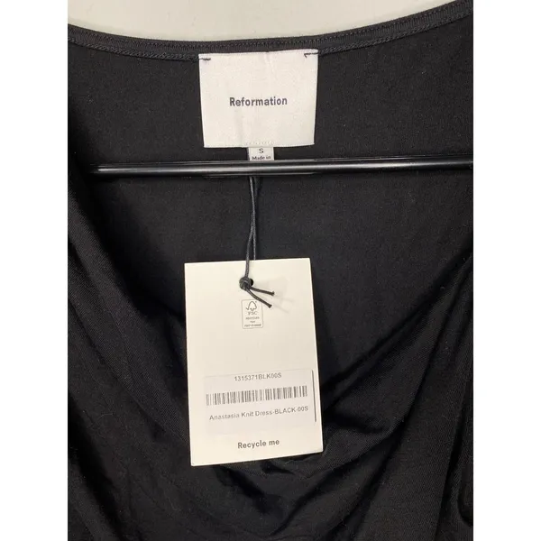 NWT Reformation Anastasia Knit Mini Dress Black Size Small - Image 3