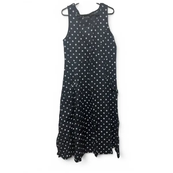 Luca Vanucci Womens‎ Navy Blue White Polka Dot Sleeveless Midi Tank Dress A-Line - Image 2