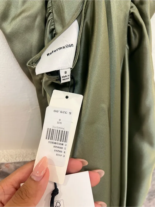 NWT Reformation Casette Silk Maxi Dress Green Size 8 - Image 6