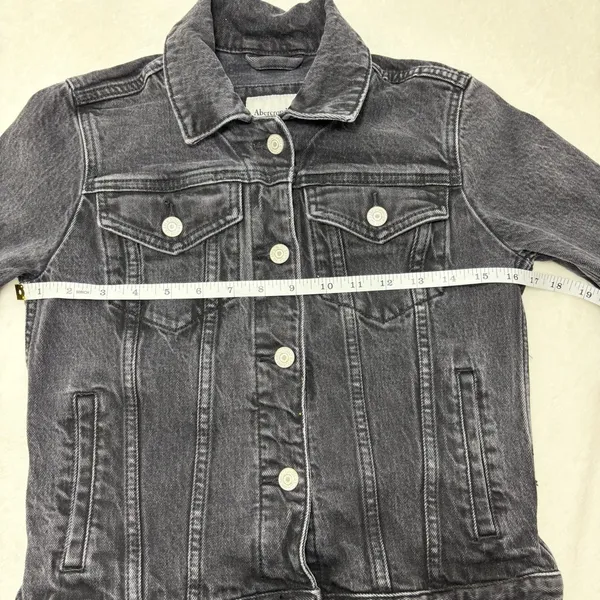 Abercrombie & Fitch Dark Gray Denim Jacket Size‎ XS - Image 6