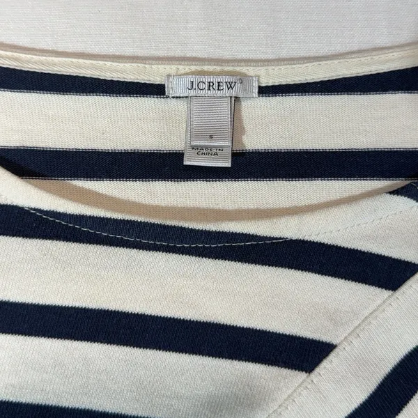 J. Crew Black and White Striped Long Sleeve Top - Image 3