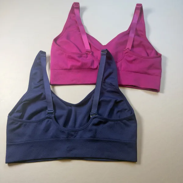 Puma Women Seamless Sports Bra 2-Pack Navy Blue Magenta Pink Adjustable Straps - Image 4