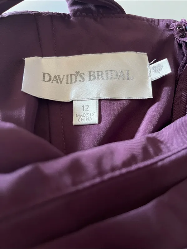 David's Bridal Plum One Shoulder Formal Dress - Image 2