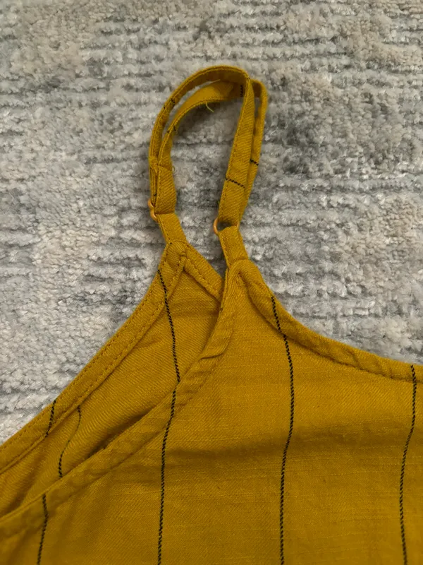 Dizzire Yellow Black Striped Thin Adjustable Strap Crop Top size M - Image 12