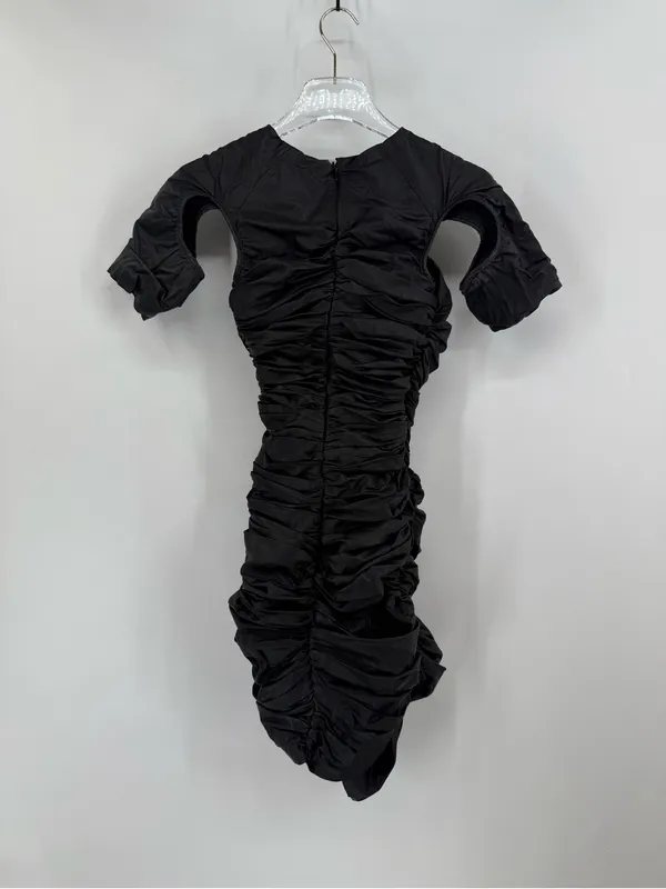 House of CB ALCEA Black Vegan Leather Cut Out Sleeve Dress Size xs - Image 3