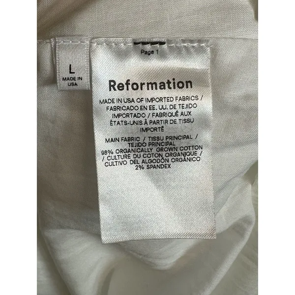 Reformation Parvati Dress Womens Large White Tiered Organic Cotton Maxi Summer - Image 6