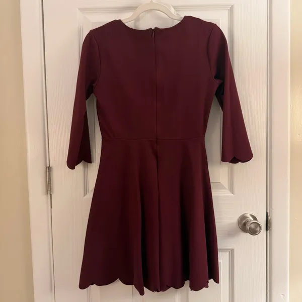 Lulus Cumulonimbus Clouds Burgundy Skater Dress Medium - Image 4