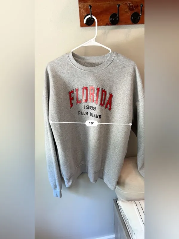 Women’s Small Gray Florida 1989 Palm Island Graphic Sweatshirt Pullover - Image 5
