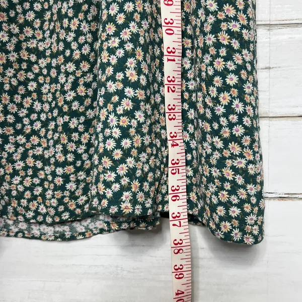 American Eagle Green Floral Babydoll Dress XL Scoop Back Tie Tassels - Image 8