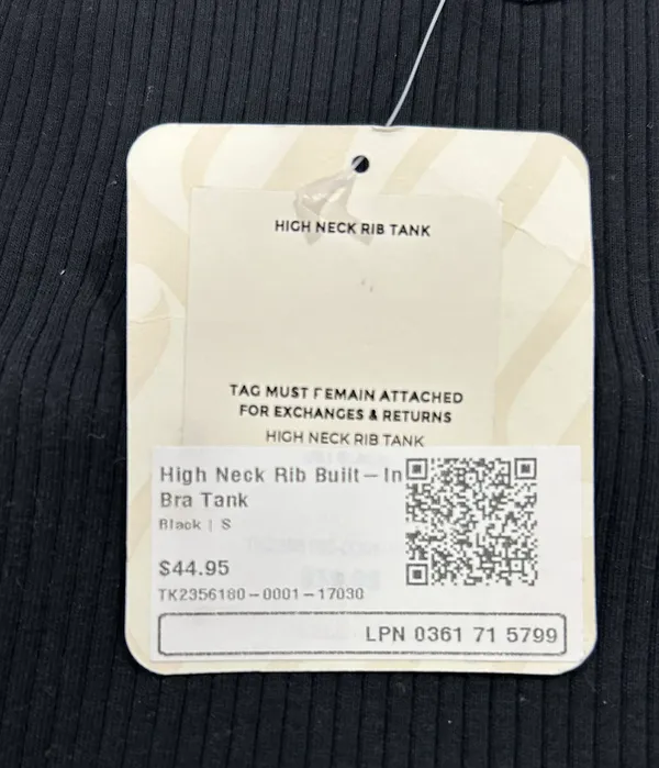 Fabletics High Neck Rib Tank Black - Image 2
