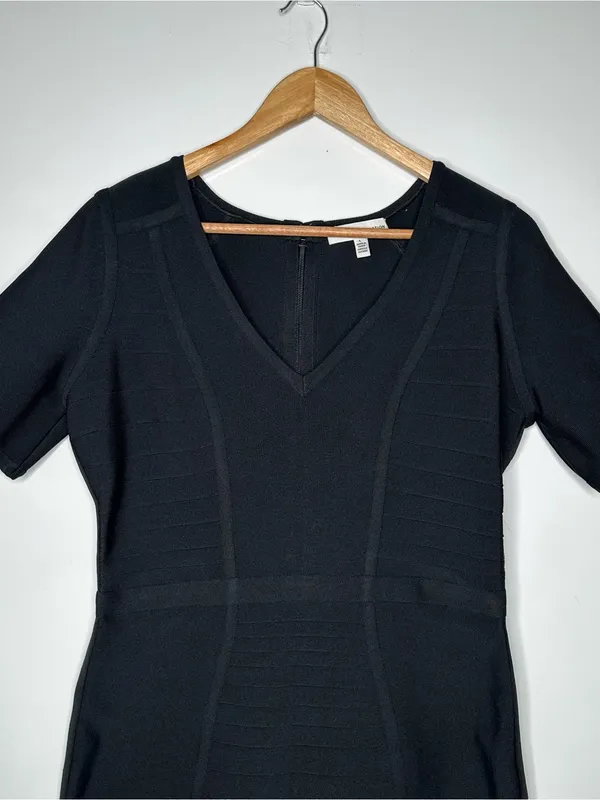Dress The Population NEW! Black Koa Bandage Bodycon V-Neck Short Sleeve Dress L - Image 5