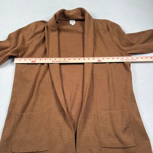 J Crew Chelsea Sweater Blazer Womens Large Brown Cardigan Cotton BA866 - Image 5