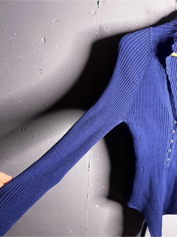 FREE PEOPLE Ready For It Bodysuit in Blue. Size Large - Image 8