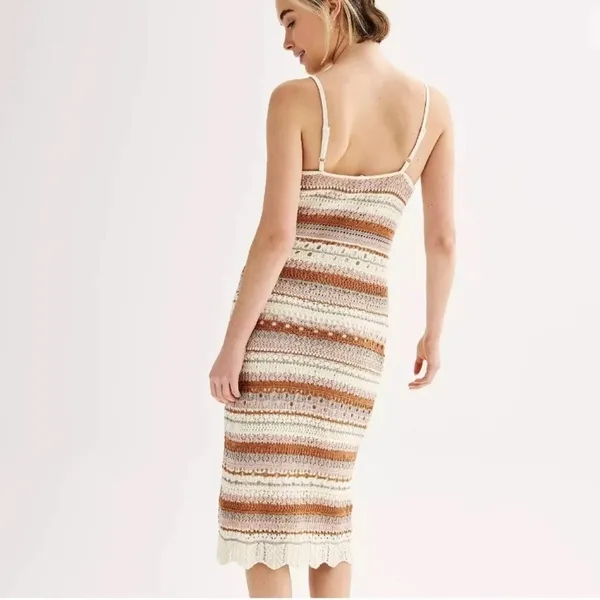 Boho Knit Midi Dress /Fall‎ Crochet Style Perfect for Thanksgiving Gatherings 🍂 - Image 3