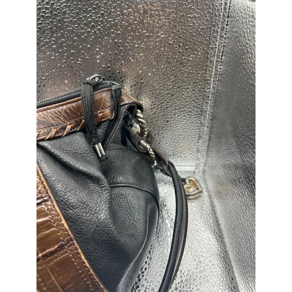 Brighton‎ Black Leather Hobo Shoulder Bag and Matching Wallet Set Croc - Image 13