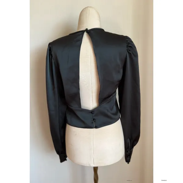 Aritzia Wilfred Besalu Open Back Satin Green Top Size Small - Image 4