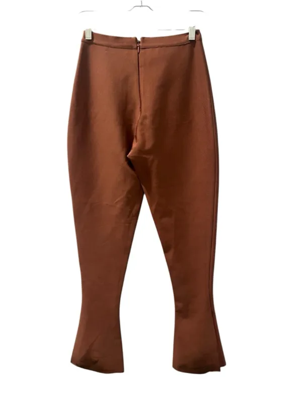 House of CB Tan Thick Knit High Rise Pintuck Flare Dress Pants Size Medium - Image 2