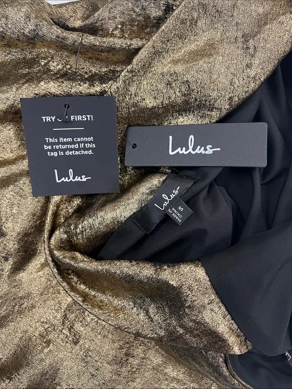 Lulu's Shimmery Satin Gold Cowl Back Slip Dress - Image 13