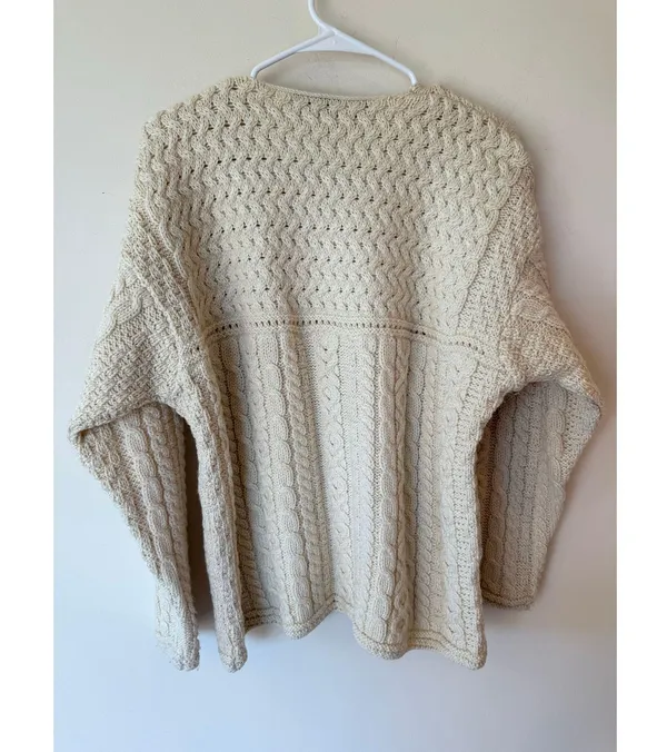 Blarney Woolen Mills Cable Knit Pullover Sweater Merino Wool Cream Women's XL - Image 2