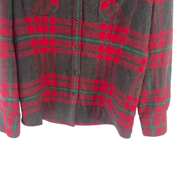 Natural Reflections Women's Size Medium Red Grey Plaid Soft Flannel Button Up‎ - Image 3