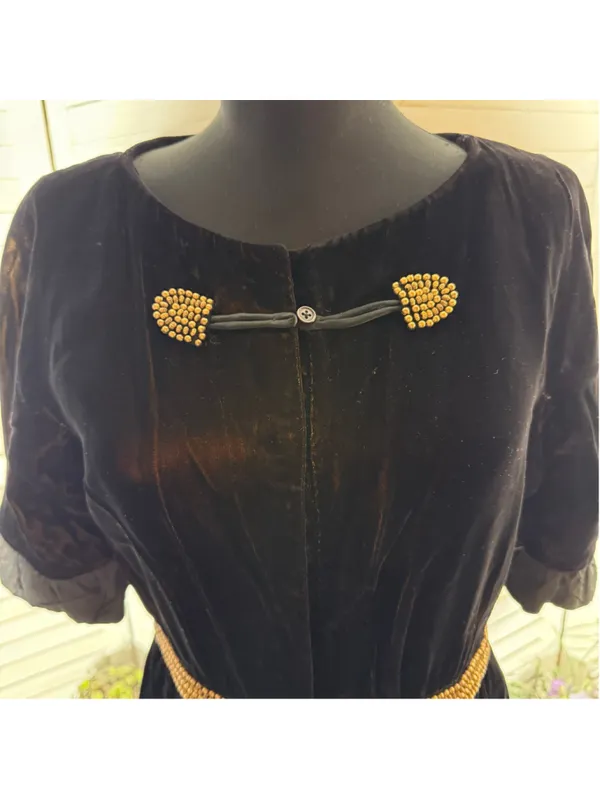 Vintage Victorian blouse crushed velvet brown Vamp whimsigoth cosplay Ren Fair - Image 6