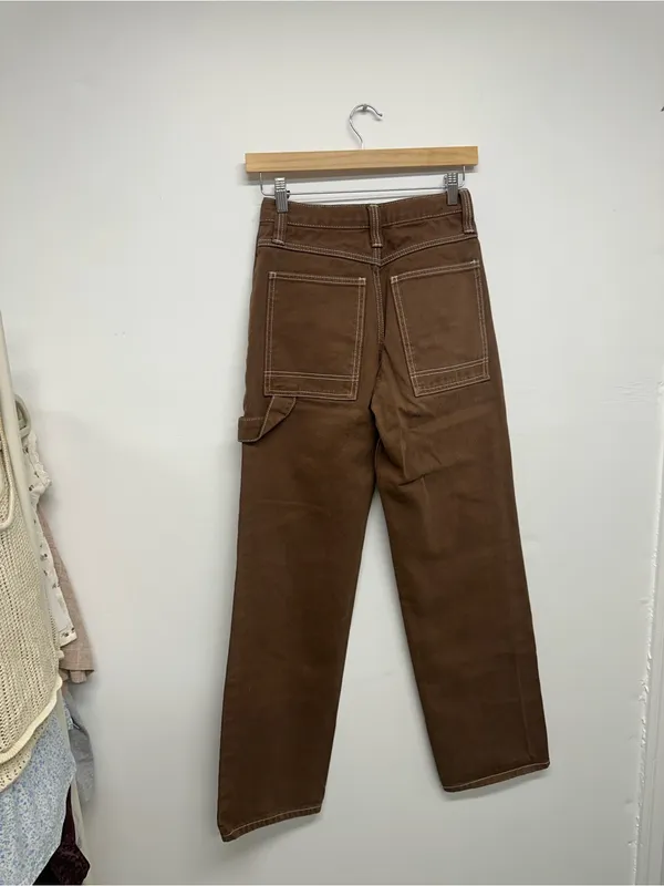 Brandy Melville John Galt Brown Carpenter Pants - Size S - Adjustable Waist - Image 10