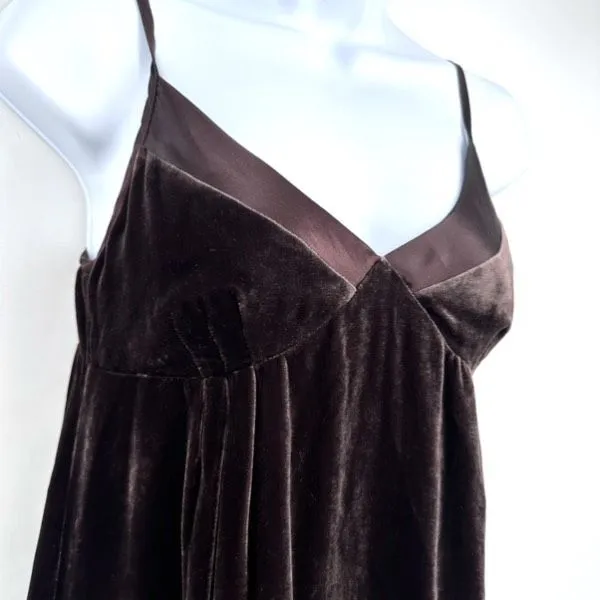 Gap Y2K Velvet Silk Blend Slip Dress Sz 2 Chocolate Brown Whimigoth‎ FairyGrunge - Image 3