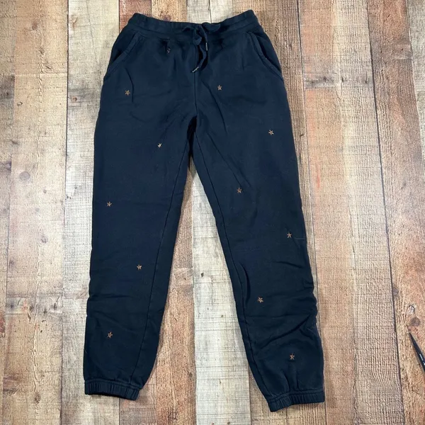 Rails Kingston Jogger Sweatpants XS Black Bronze Star Embroidery Cotton Modal - Image 6