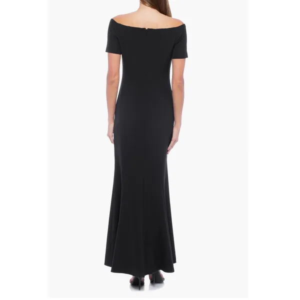 Marina Black Off Shoulder Mermaid Trumpet Gown Short Sleeve Medium Formal - Image 2