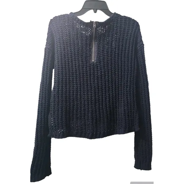Abercrombie & Fitch Knit Pullover‎ Sweater Half Zip Cropped Black M - Image 2