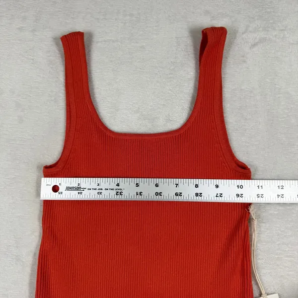 Another‎ Love Sawyer Sleeveless Rib Tank Pimento Red Orange Square Neck XS NEW - Image 3