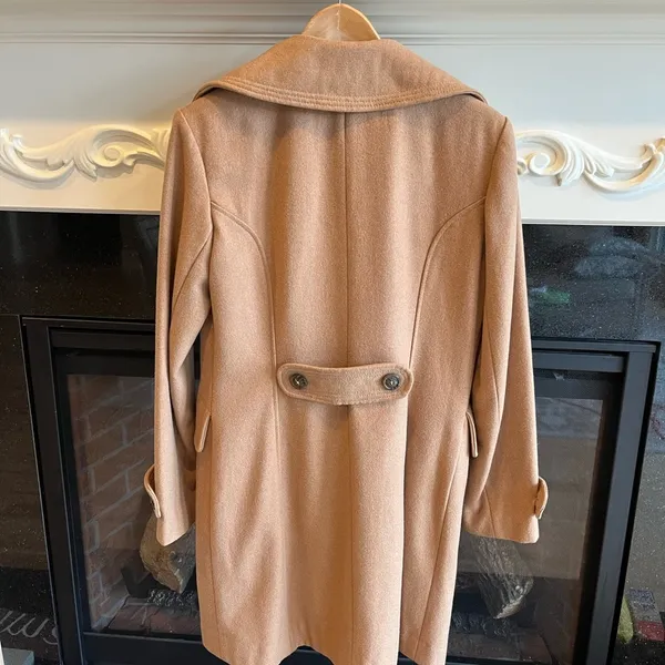 Anne Klein Wool Pea Coat Camel Winter Long - Image 7