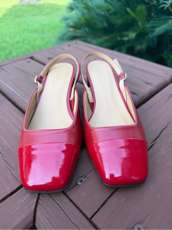 ALOHAS Lindy Bliss Red Leather Slingback Pumps Size 6 $170 - Image 4