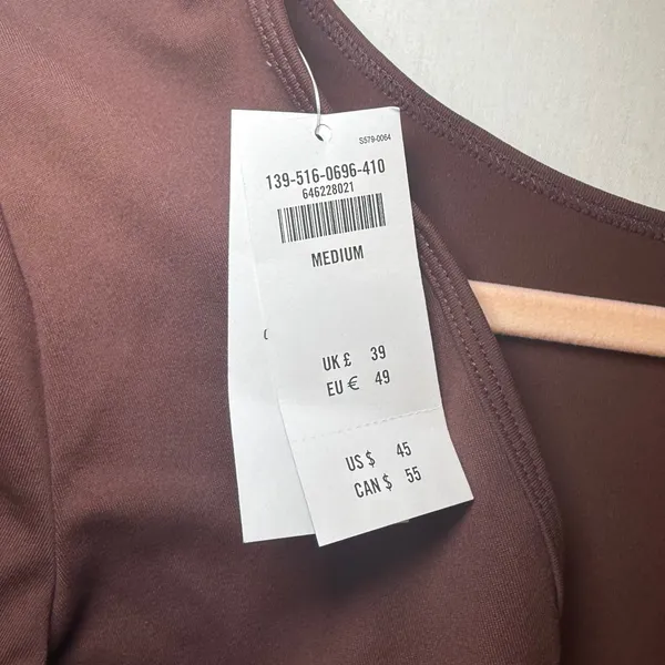 Abercrombie & Fitch Womens Long Sleeve Deep Open Back Bodysuit Brown Medium NWT‎ - Image 2