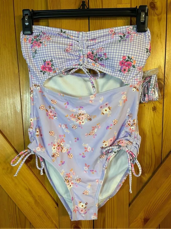 Decree Womens Textured Floral Monokini One Piece Swimsuit Juniors Size XS nwt (0 - Image 3