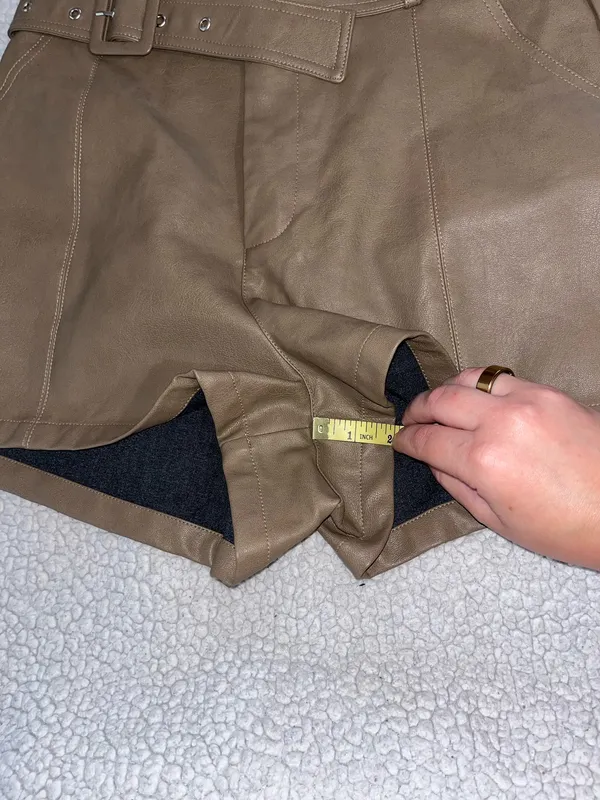 Gilli Faux Leather Shorts Tan Size M - Image 11