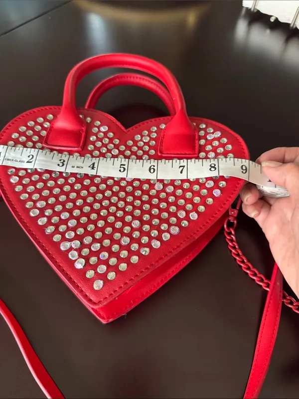 Red Heart Crystal-Embellished Women’s Handbag by Betsey Johnson - Image 3