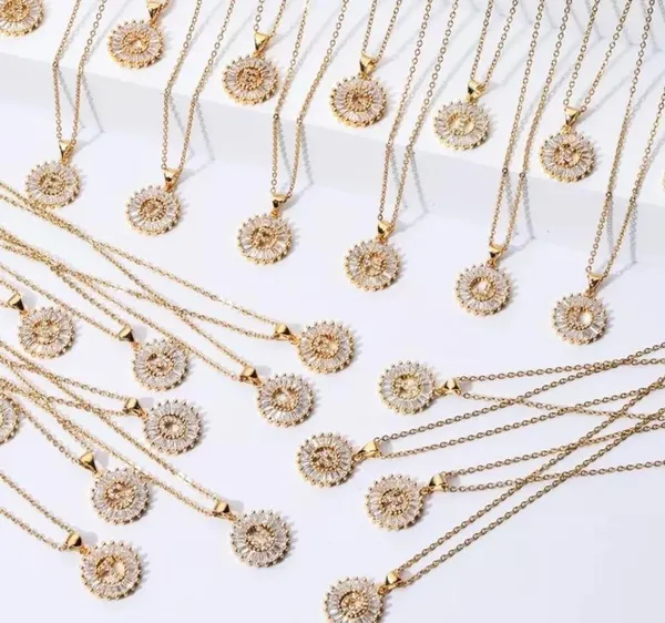 Gold Initial Crystal Sparkly Pendant Necklace A-Z - Image 4