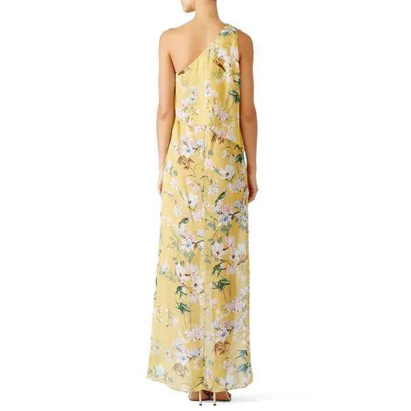 Slate & Willow Floral One Shoulder Hi Low Popover Bodice Maxi Dress 4 Yellow - Image 5