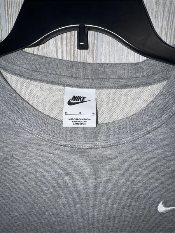 Nike Gray Crewneck Sweatshirt with White Swoosh - Image 2
